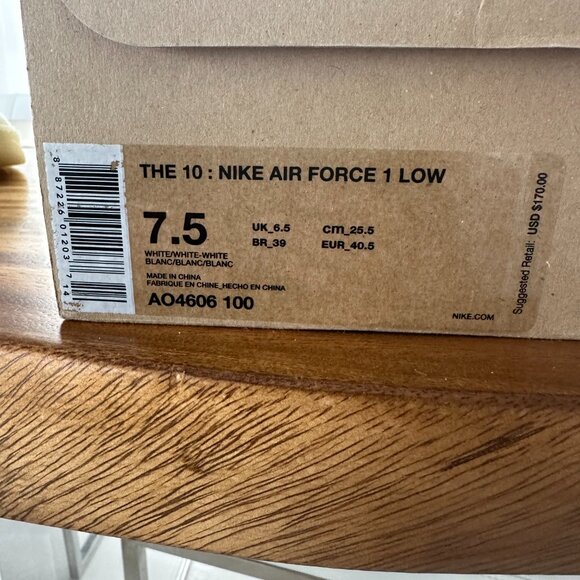 Nike Off-White x Air Force 1 Low The Ten - Size 7.5 - Picture 6 of 16